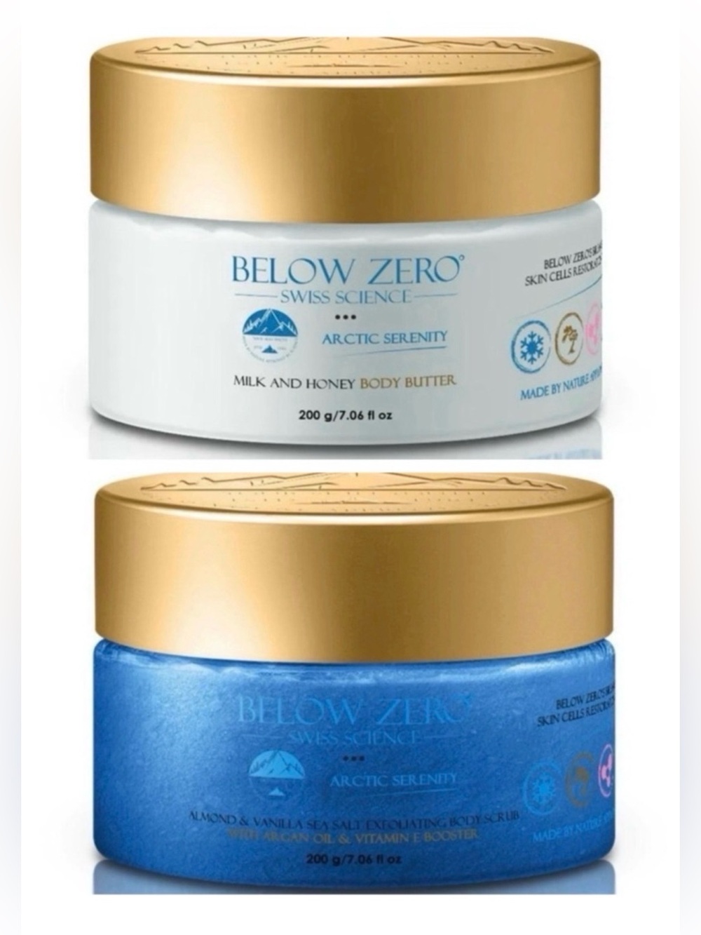Below Zero Milk & Honey Body Butter & Almond & Vanilla Sea Salt BodyScrub BUNDLE